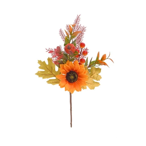 Selyemvirág ág napraforgóval, tökkel betűzős 35 cm