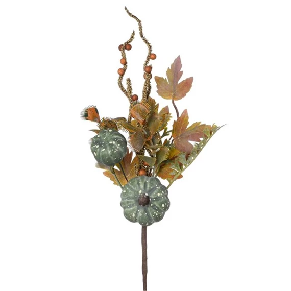 Selyemvirág ág tökkel, bogyóval, betűzős 32 cm