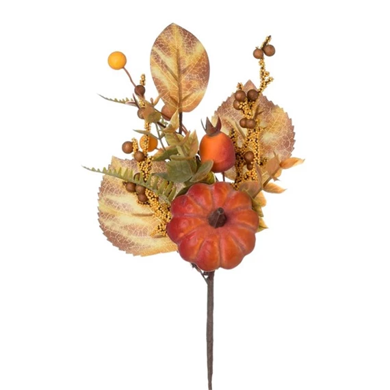 Selyemvirág ág tökkel, gránátalmával, betűzős 28 cm