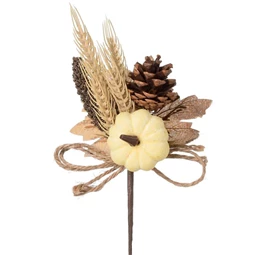 Selyemvirág ág tökkel, tobozzal, búzával, betűzős 29 cm
