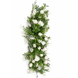 Selyemvirág asztaldísz rózsával, hortenziával 140x50 cm