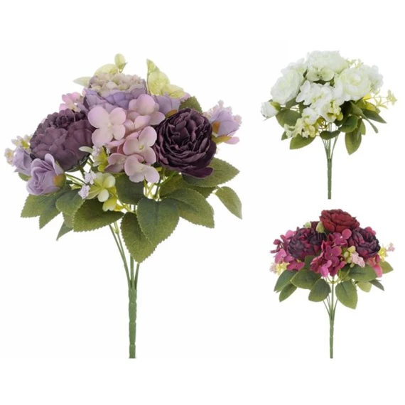Selyemvirág csokor peonia, hortenzia 30 cm 3féle