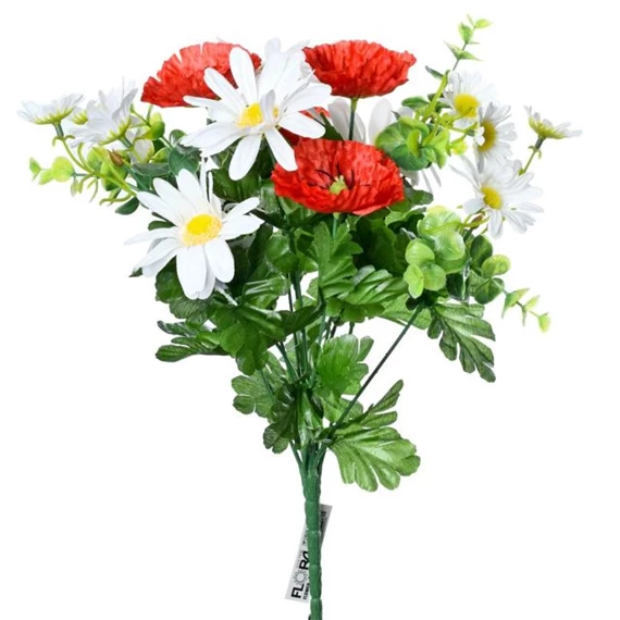 Selyemvirág csokor pipaccsal 41 cm