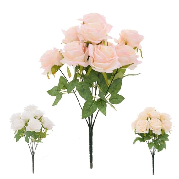 Selyemvirág csokor rózsa 39 cm 3féle