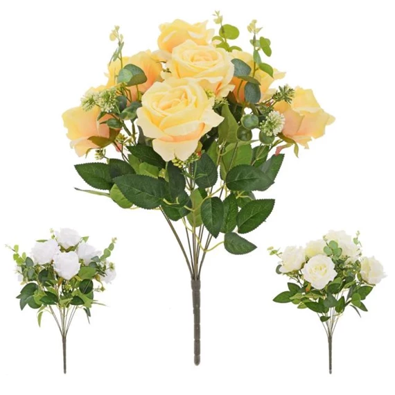 Selyemvirág csokor rózsa 48 cm 3féle