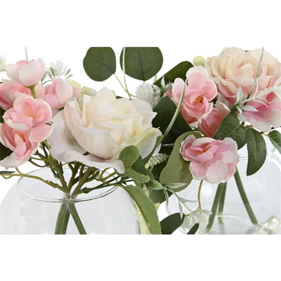 Selyemvirág csokor vázában 24x20x23 cm 2 féle