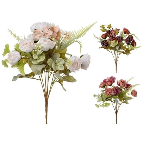 Selyemvirág csokor vegyes 29 cm 3féle