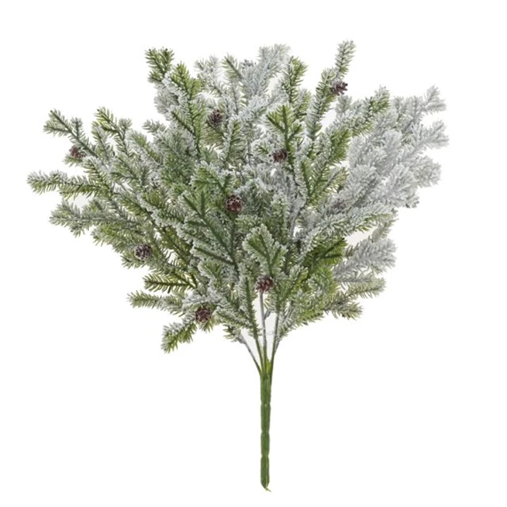 Selyemvirág fenyő csokor, tobozzal, havas 50 cm