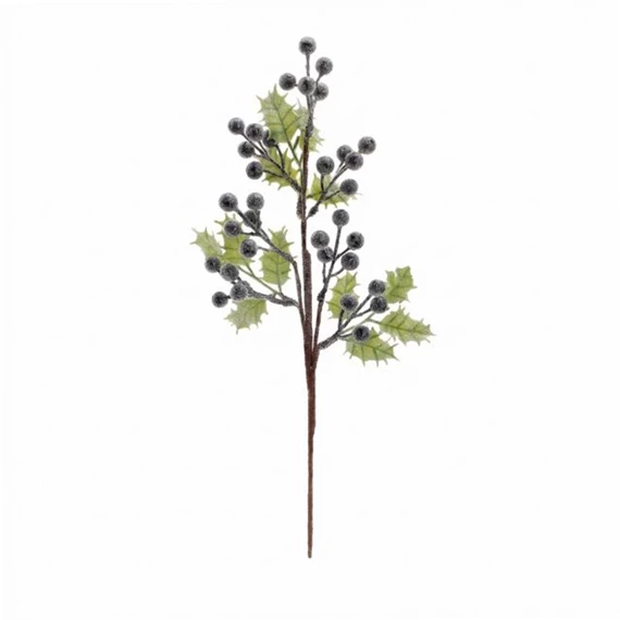 Selyemvirág levéllel, bogyóval, glitteres, deres, betűzős 43 cm