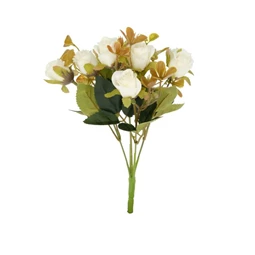 Selyemvirág Rózsacsokor levéllel 30 cm