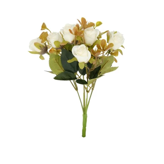 Selyemvirág Rózsacsokor levéllel 30 cm