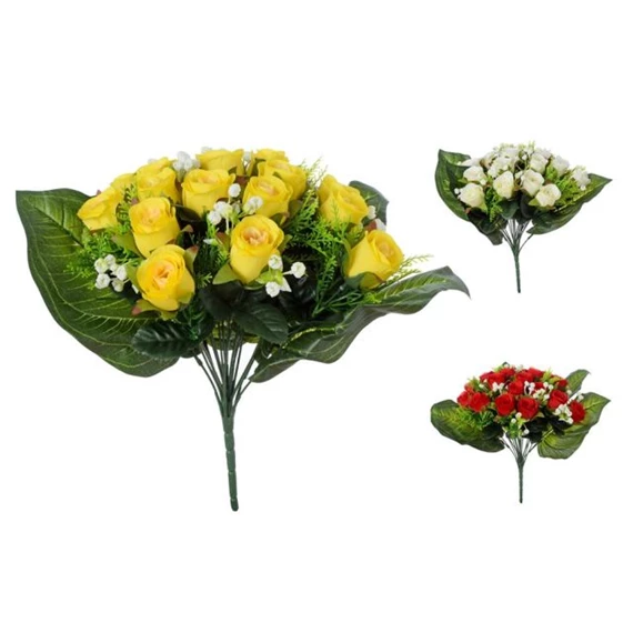 Selyemvirág rózsacsokor 36 cm 3féle