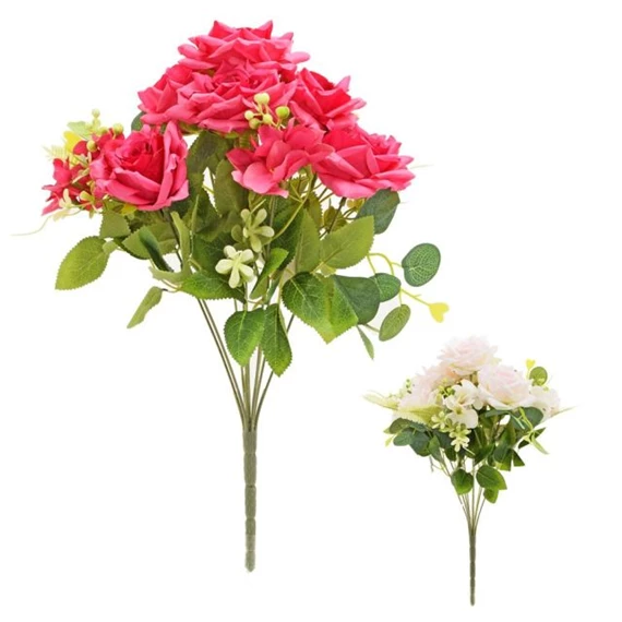 Selyemvirág rózsacsokor 43 cm 2féle