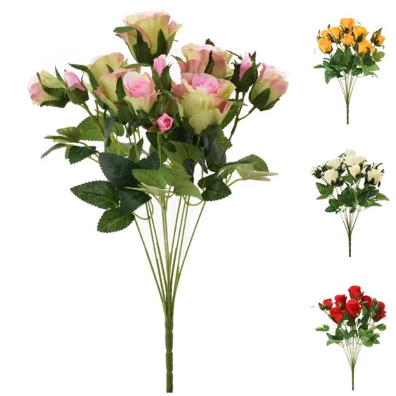 Selyemvirág rózsacsokor 44 cm 4féle