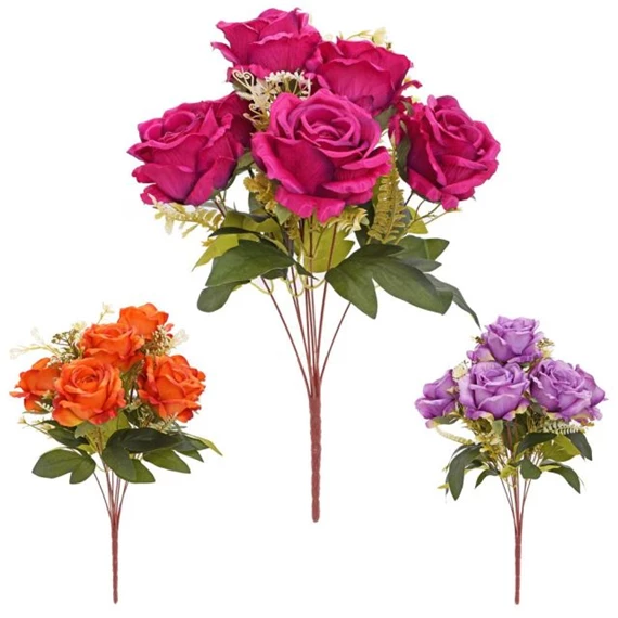 Selyemvirág rózsacsokor 45 cm