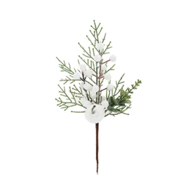 Selyemvirág thujaág, bogyóval, almával, deres, glitteres, betűzős 27 cm