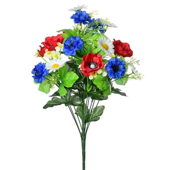 Selyemvirág csokor pipaccsal, margarétával 44 cm