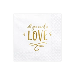 Szalvéta all you need is love fehér 33x33 cm S/20