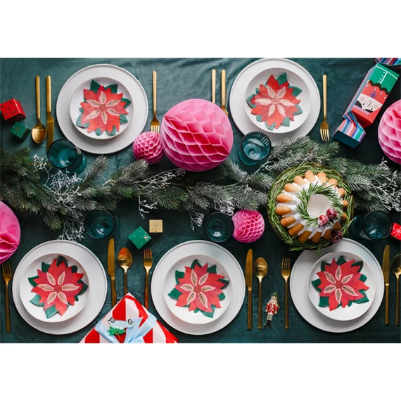 Szalvéta mikulásvirág piros, mix, 14,5x15,5 cm S/20