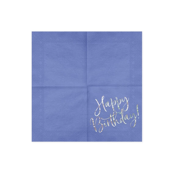 Szalvéta boldog születésnapot, sötétkék, 33x33 cm S/20