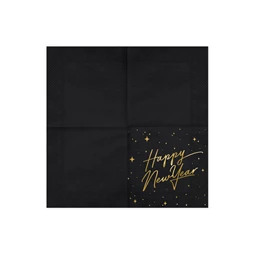 Szalvéta boldog új évet fekete 33x33 cm S/20