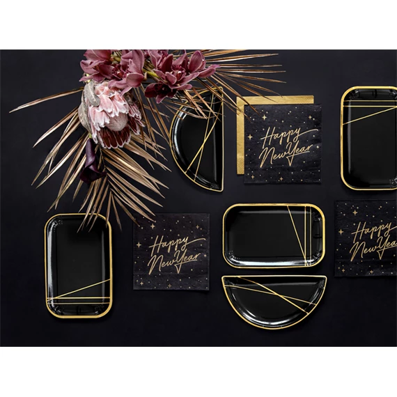 Szalvéta boldog új évet fekete 33x33 cm S/20