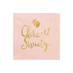 Szalvéta chrzest święty 33x33 cm világos rózsaszín S/12