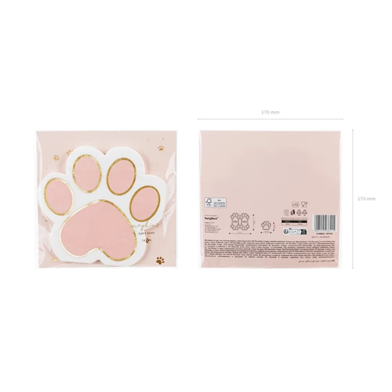 Szalvéta cica mancs, mix, 15,5 x 14,5 cm S/12