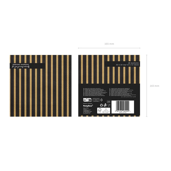 Szalvéta csíkos 33x33 cm arany S/20