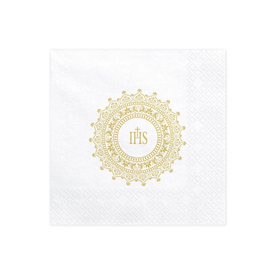 Szalvéta elsőáldozás ihs 33x33 cm arany S/20