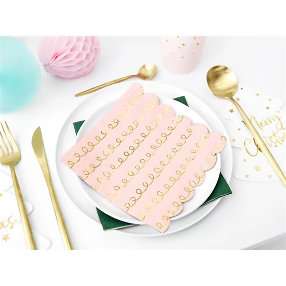 Szalvéta mintás nyomattal világos púderrózsaszín 32x32 cm S/20