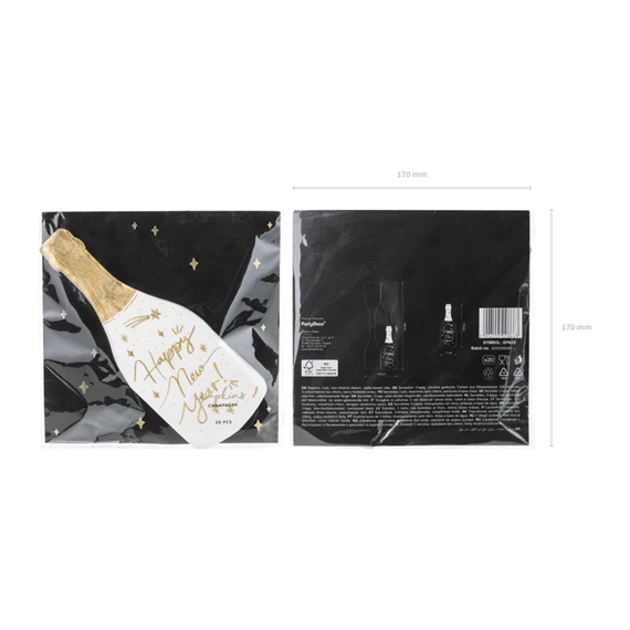 Szalvéta pezsgő, mix, 7x19 cm S/20