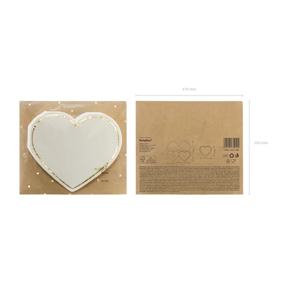 Szalvéta szív alakú 14,5x12,5 cm S/20