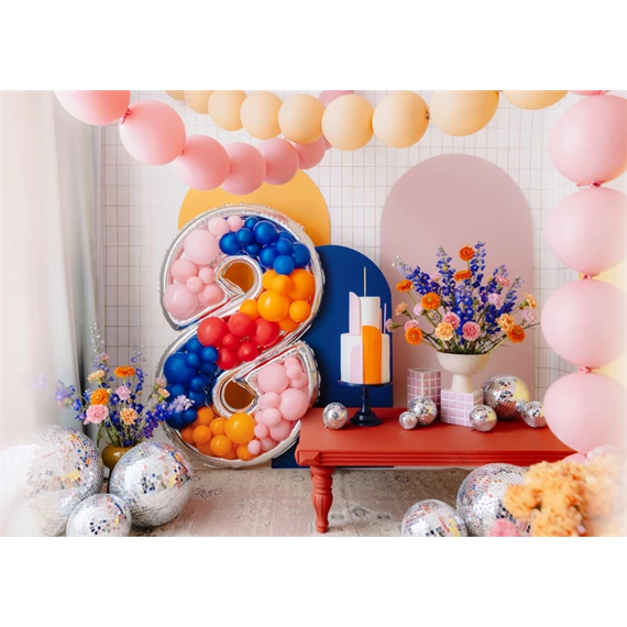 Számkeret 8-as latex lufikhoz 126 cm ezüst