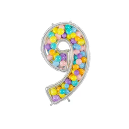 Számkeret 9-es latex lufikhoz 126 cm ezüst