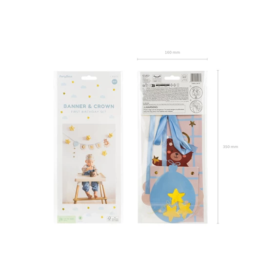 Szék banner és korona maci, 50x20,5 cm, mix