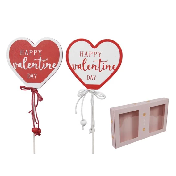 Szív "Happy valentine day" felirattal, betűzős 7x6,5 cm S/12