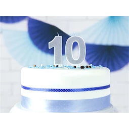 Szülinapi gyertya 0 szám ezüst 7 cm