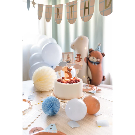 Szülinapi gyertya 1-es szám macival, vegyes, 7 cm