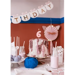 Szülinapi gyertya 6-os szám világos rózsaszín 5,5 cm