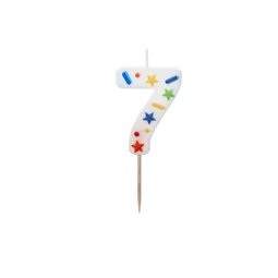 Szülinapi gyertya 7-es szám fehér konfetti 5,5 cm