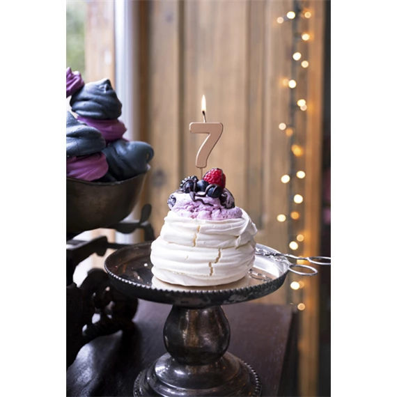 Szülinapi gyertya 7-es szám rózsaarany 4,5 cm