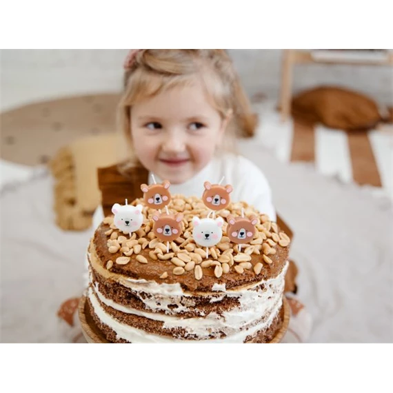 Szülinapi gyertya macis 3 cm barna,fehér S/6