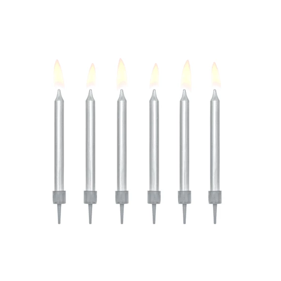 Szülinapi gyertya sima ezüst 6 cm S/6