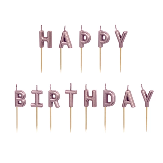 Szülinapi gyertyák boldog születésnapot 2,5 cm rózsaarany S/13