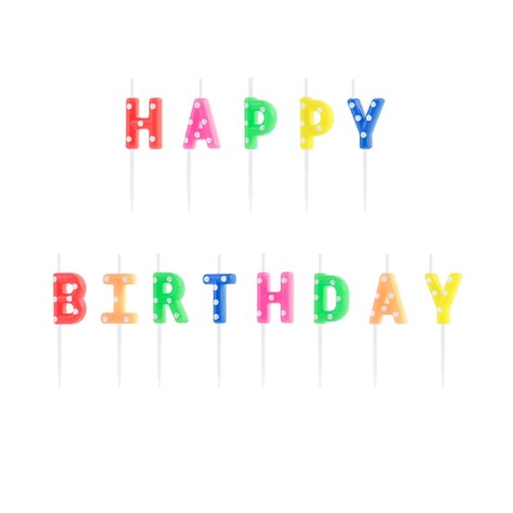 Szülinapi gyertyák happy birthday, mix, 2,5 cm S/13