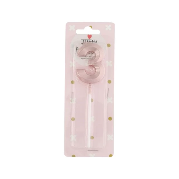 Szülinapi számgyertya 3-as, betűzős 5 cm