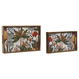 Tálca szett pálmafás, szögletes 43,5x27x5,5 cm S/2