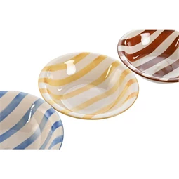 Tányér csíkos 21,5x21,5x5,5 cm 3 féle