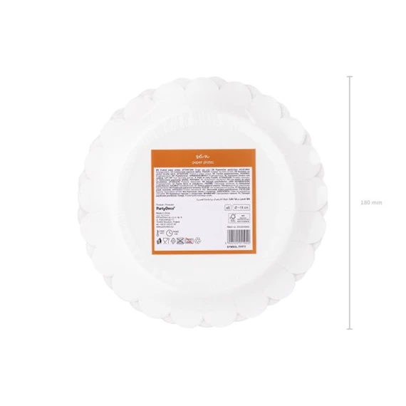 Papírtányér napocskával papír 18 cm fehér, sárga S/6